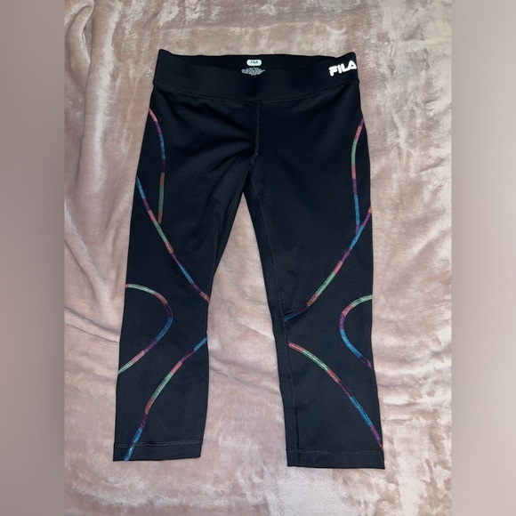 Fila sports capris, size small, black with multicolor stitches - Picture 1 of 2
